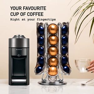 Peak Coffee Pod Holder for 30+ Nespresso Vertuo Vertuoline Pods- Extra Storage Available Inside Carousel – Capsules Storage Organiser 360° Rotating Rack Stand for Nespresso – Non Slip & Anti Scratch