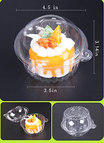 i-CHONY Individual Cupcake Holder - Clear Plastic Dome Single Cupcake Carrier Muffin Container Holders Cases Boxes Cups(50pcs)