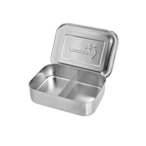 LunchBots Small Snack Packer Toddler Bento Box - Extra Small Divided Stainless Steel Snack Container - 2 Compartments for Fruits, Vegetables and Finger Foods - Dishwasher Safe – Stainless Lid