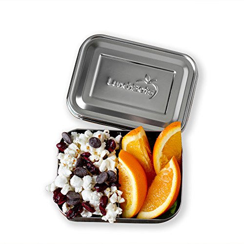 LunchBots Small Snack Packer Toddler Bento Box - Extra Small Divided Stainless Steel Snack Container - 2 Compartments for Fruits, Vegetables and Finger Foods - Dishwasher Safe – Stainless Lid