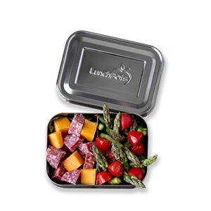 LunchBots Small Snack Packer Toddler Bento Box - Extra Small Divided Stainless Steel Snack Container - 2 Compartments for Fruits, Vegetables and Finger Foods - Dishwasher Safe – Stainless Lid