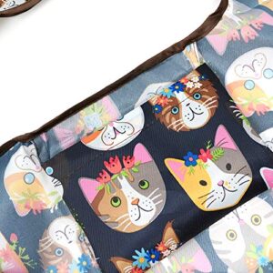 allydrew Large Foldable Tote Nylon Reusable Grocery Bag, Crazy Cats