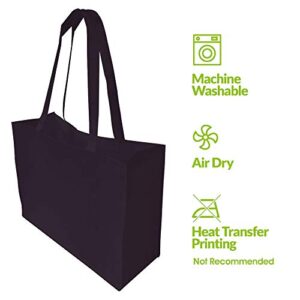 Large Tote Bags - 12 Pack Large Black Reusable Gift Bags, Shopping Bags with Handles in Bulk, Grocery Bags, Durable Fabric Tote Bags, Merchandise Bags, Foldable, Strong and Eco Friendly - 16x6x12