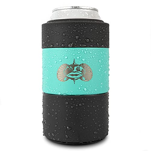 Toadfish Non-Tipping Can Cooler for 12oz Cans - Suction Cup Can Cooler for Beer & Soda - Includes Slim Can Adapter - Stainless Steel Double-Wall Vacuum Insulated Cooler - Teal