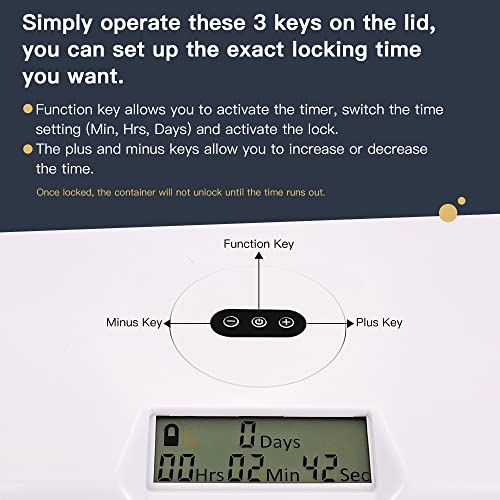 Tcoivs Timed Lock Box, Phone Lock Box with Timer, 6.5" Time Lock Safe, Time Locking Container for Cell Phone, Snacks and Other Tempting Items