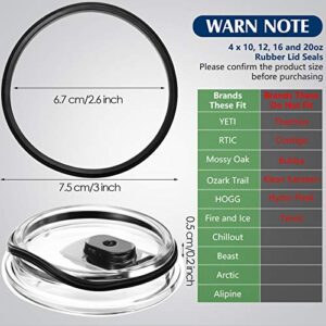 20 oz Replacement Rubber Lid Seals O Shaped Resealable Lid Gaskets for 10, 12, 16 and 20 Ounce Insulated Stainless Steel Tumblers (4 Pieces)