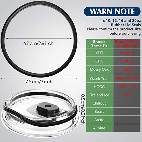 20 oz Replacement Rubber Lid Seals O Shaped Resealable Lid Gaskets for 10, 12, 16 and 20 Ounce Insulated Stainless Steel Tumblers (4 Pieces)