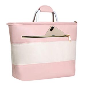 lunch bag, wosweet leakproof insulated lunch box cooler bag for women, lunch container tote bag with zapper & pocket, pink