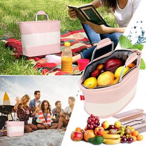 Lunch Bag, Wosweet Leakproof Insulated Lunch Box Cooler Bag for Women, Lunch Container Tote Bag with Zapper & Pocket, Pink