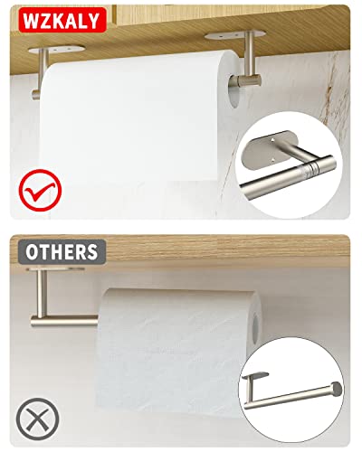 WZKALY Paper Towel Holder, Adhesive Paper Towel Holder Under Cabinet Self-Adhesive or Wall Mounted SUS304 Stainless Steel for Kitchen Bathroom Farmhouse Barbecue Laundry (Sliver)