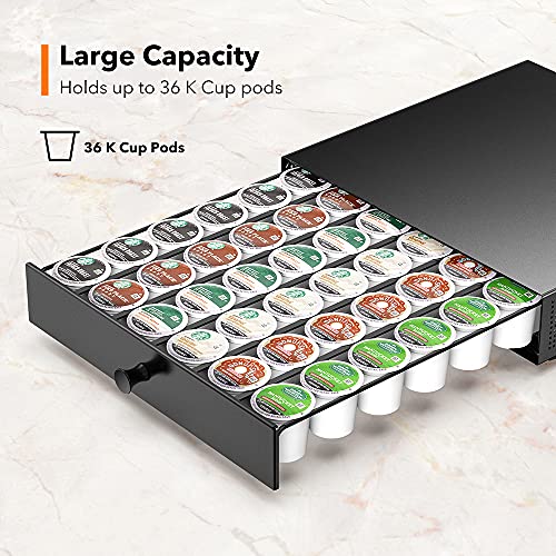 SICHEER K Cup Organization Storage Drawer Maker K Cup Holder Coffee Pod Organizer Stand Tray Counter Bartesian Rack Countertop Dolce Gusto Capsules Compatible with Keurig Accessories Holds 36 Pods