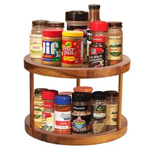 aidea 10″ acacia wood lazy susan organizer, 2-tier lazy susan turntable for cabinet kitchen pantry