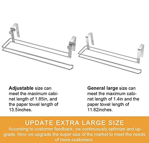 Numola Paper Towel Holder, Hanger Paper Rolls Rack Under Cabinets Less Than 1.4", Double Support Paper Towel Hook for Kitchen/Bathroom/Toilet/Pantry with 8 Anti-Skid Silicone Strips