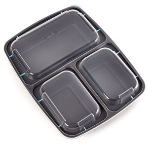 Igluu Meal Prep Containers [10 pack] 3 Compartment with Airtight Lids - Plastic Food Storage Bento Box - BPA Free - Reusable Lunch Boxes - Microwavable, Freezer and Dishwasher Safe (32 oz)