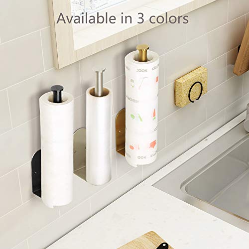 Gold Paper Towel Holder Under Cabinet, OBODING, Self Adhesive or Drilling, Paper Towel Holder Wall Mount, 304 Stainless Steel Towel Rack for Kitchen, Cabinet, Bathroom (12.05 inches)