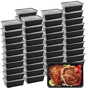 oranlife food containers, 50 pack disposable meal storage lunch containers plastic insulated reusable&microwavable bento boxes with lids for dishwasher/freezer safe bpa free (750 ml/ 26 oz)