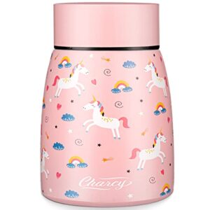 charcy 11 ounce kids thermos for hot food, soup thermos insulated food jar for hot & cold food – pink unicorn