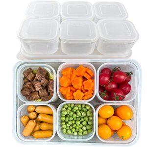 TeTeBak Food Storage Containers with Lids Airtight - 6PCS Removable Individual BPA-Free Plastic Food Containers for Pantry Organization and Storage, Stackable Meal Prep Containers Reusable (6PCS-128OZ-Meal-Prep)
