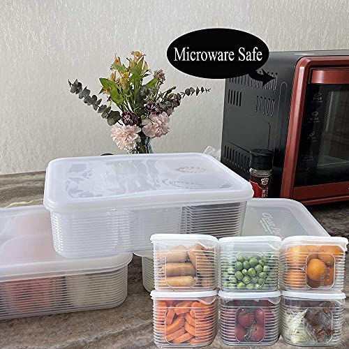TeTeBak Food Storage Containers with Lids Airtight - 6PCS Removable Individual BPA-Free Plastic Food Containers for Pantry Organization and Storage, Stackable Meal Prep Containers Reusable (6PCS-128OZ-Meal-Prep)