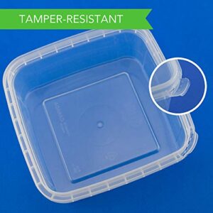 8-oz. Square Clear Deli Containers with Lids | Stackable, Tamper-Proof BPA-Free Food Storage Containers | Recyclable Space Saver Airtight Container for Kitchen Storage, Meal Prep, Take Out | 20 Pack