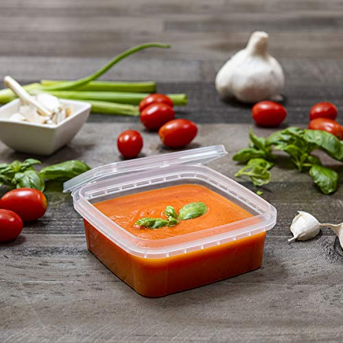 8-oz. Square Clear Deli Containers with Lids | Stackable, Tamper-Proof BPA-Free Food Storage Containers | Recyclable Space Saver Airtight Container for Kitchen Storage, Meal Prep, Take Out | 20 Pack