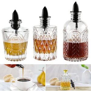 INFTYLE Syrup Bottle Set of 3 - Syrup Dispenser with Leak-Proof Lids Pour Spout Ideal for Coffee Syrups,Honey,Condiments,Olive Oil