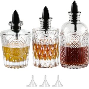 INFTYLE Syrup Bottle Set of 3 - Syrup Dispenser with Leak-Proof Lids Pour Spout Ideal for Coffee Syrups,Honey,Condiments,Olive Oil