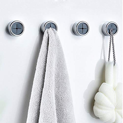 THSIREE 6pcs Push Hooks for Towel, Self-Adhesive Kitchen Towel Holder, Round Wall & Door Mounted Towel Hooks for Kitchen Cabinet Bathroom Home for Hanging Dish Rag Rack Hook No Drilling Required