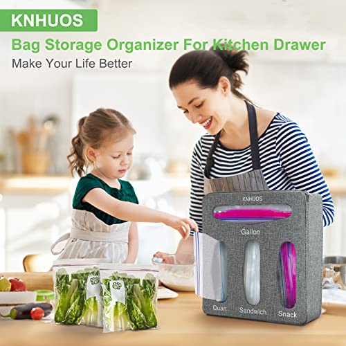 KNHUOS Ziplock Bag Organizer, Plastic Bag Organizer,Baggie Organizer,Sandwich Bag Organizer Compatible With Gallon, Quart, Sandwich & Snack Variety Size Bag (1 Box 4 Slots)