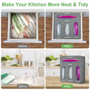 KNHUOS Ziplock Bag Organizer, Plastic Bag Organizer,Baggie Organizer,Sandwich Bag Organizer Compatible With Gallon, Quart, Sandwich & Snack Variety Size Bag (1 Box 4 Slots)