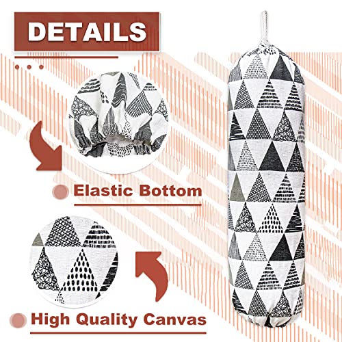 Plastic Bag Holder,Wall Mount Plastic Bag Organizer,Washable Large Grocery Bag Storage Dispenser,Shopping Bags Carrier ​for Home Kitchen Travelling,Free Adjustment with Drawstring,Gray triangle, 22x9"