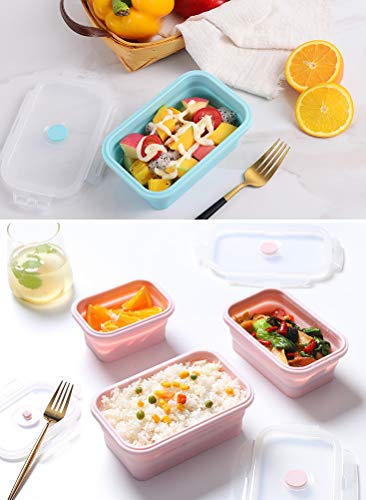 Alimat PluS Silicone Food Storage Containers with Lids - 3 Pack Set 40oz/1200ml Collapsible Meal Prep Lunch Containers - Microwave, Freezer and Dishwasher Safe