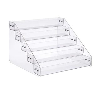 kihor tiered spice rack acrylic, spice rack shelf seasoning organizer for countertop, cabinet, pantry, kitchen storage – 5 tier