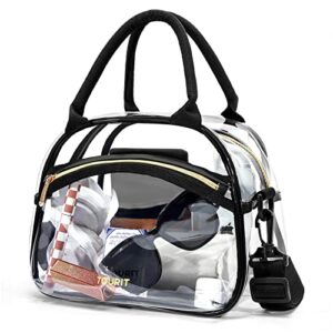 tourit stadium approved clear lunch bag transparent bag with adjustable strap clear lunch box for women men work, school