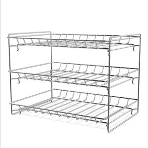 lavish classic cuisine 3 tier dispenser-organizer rack holds up to 27 cans-for kitchen pantry, countertops, and cabinets-storage accessories (chrome)