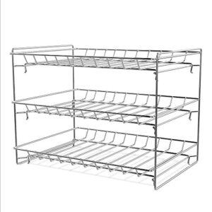 Lavish Classic Cuisine 3 Tier Dispenser-Organizer Rack Holds up to 27 Cans-for Kitchen Pantry, Countertops, and Cabinets-Storage Accessories (Chrome)