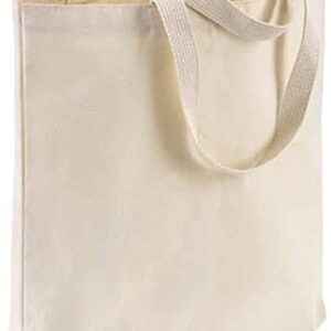 TBF 12-Pack Heavy Duty Sturdy Canvas Tote Bags with Handles - Reusable Natural Grocery Shopping Bags Blank Cloth Fabric for DIY, Crafts - 15x15x3