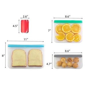 LeMuna 12 Pack Reusable Food Storage Bags, BPA Free Reusable Freezer Bags, PEVA Leakproof (4 Gallon Freezer Bags, 4 Reusable Sandwich Bag, 4 Reusable Snack Bags)