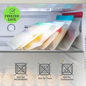 LeMuna 12 Pack Reusable Food Storage Bags, BPA Free Reusable Freezer Bags, PEVA Leakproof (4 Gallon Freezer Bags, 4 Reusable Sandwich Bag, 4 Reusable Snack Bags)