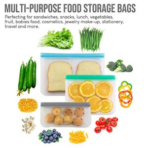 LeMuna 12 Pack Reusable Food Storage Bags, BPA Free Reusable Freezer Bags, PEVA Leakproof (4 Gallon Freezer Bags, 4 Reusable Sandwich Bag, 4 Reusable Snack Bags)