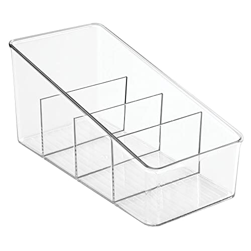 mDesign Large Plastic Food Packet Organizer Caddy, Fridge or Freezer - Storage for Kitchen, Pantry, Cabinet, Countertop - Spice Pouches, Dressing Mixes, Hot Chocolate, Rice, Seasoning; 2 Pack - Clear