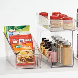 mDesign Large Plastic Food Packet Organizer Caddy, Fridge or Freezer - Storage for Kitchen, Pantry, Cabinet, Countertop - Spice Pouches, Dressing Mixes, Hot Chocolate, Rice, Seasoning; 2 Pack - Clear