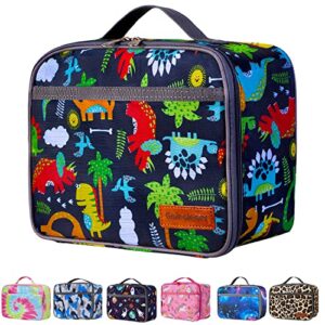 lunch bag kid,dinosaur lunch box for kids boys insulated lunch bag for toddler,reusable lunch bag with waterproof liner,soft lining keeps food fresh in school lunchboxes，small portable lunch bag