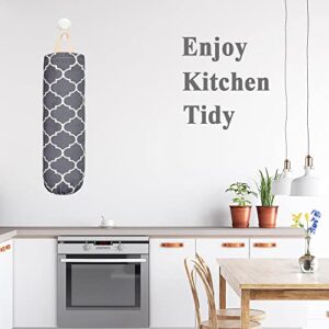 Plastic Bag Holder, Washable Grocery Bag Holder for Plastic Bags, Durable Plastic Bag Storage Dispenser with Hanging Loop, Wall Mount Trash Bag Dispenser for Home Kitchen Cabinet (Dark Grey)