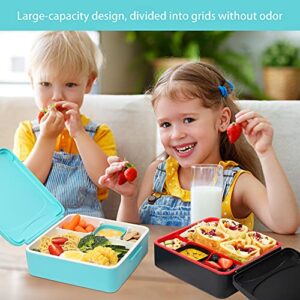 Wagindd Bento Lunch Box for Kids, Leak-proof Bento-style Kid Snack Containers with 4 Compartments, Bento Boxes with Utensils and Handle for School