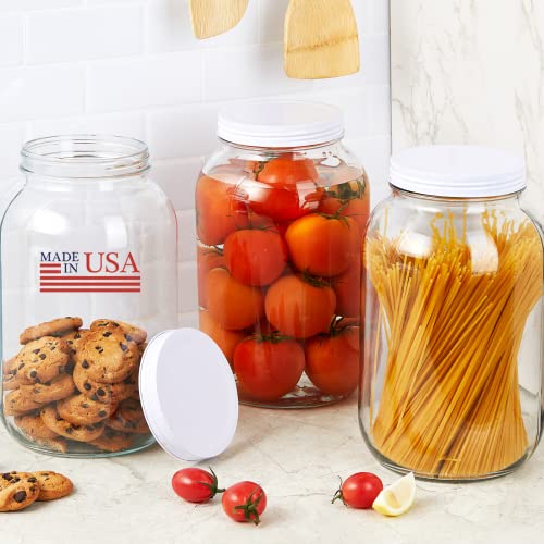 Mfacoy Wide Mouth 1 Gallon Glass Jar with Lid, Large Glass Jars with Airtight Metal and Plastic Lids, Glass Gallon Jar for Food Storage, Kombucha & Sun Tea, Gallon Mason Jars BPA-Free Dishwasher Safe