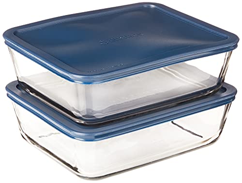 Anchor Hocking 11-Cup Rectangular Food Storage Containers, Blue, Set of 2 -