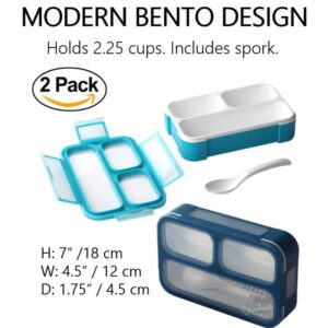 MINI Bento-Box Lunch and Snack Boxes Set of 2 | Small Leakproof Portion Containers For Kids Boys Girls Toddlers Adults | BPA Free for School Pre-School Daycare Travel Keto | Navy & Blue