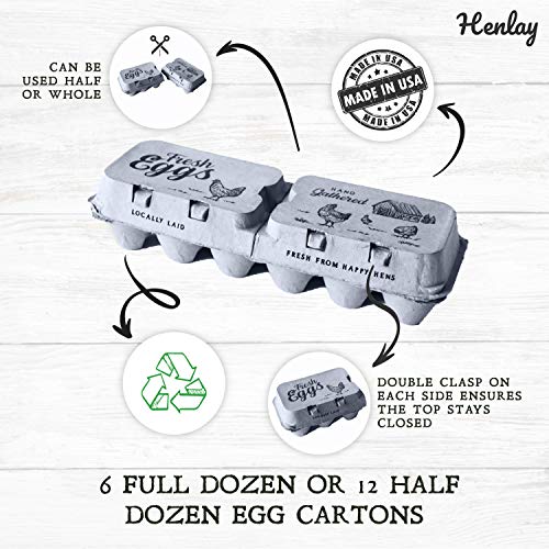 Half Dozen Empty Egg Cartons- Bulk 50 Full Dozen Can Split to 100 Half Dozen Size- Securely Holds 6 or 12 Extra Large Eggs