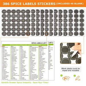 Spice Drawer Organizer, Spice Rack with 28 Spice Jars, 386 Labels, Marker & Funnel, 4 Tier Heavy Gauge Steel Seasoning Organizer Tray for Kitchen Drawer, Cabinets, Countertop, 13.4" Wide x 18.7" Deep